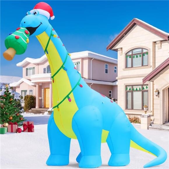 10ft Christmas Inflatables Decor Blow Up Dinosaur Christmas Tree Inflatable
